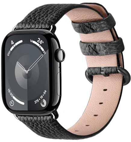 Fullmosa Leather Strap Compatible with Apple Watch Strap 44/45/46/49mm 40/41/42mm, Genuine Leather Strap Compatible with iWatch Ultra 2/Ultra Series10 9 8 7 6 SE 5 4 Sports & Edition, Men and Women
