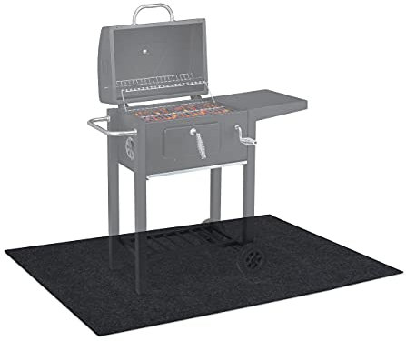 Relaxdays Bodenschutzmatte Alfombra Barbacoa, Esterilla Protectora de Suelo para BBQ o Estufa, Antideslizante, 120 x 100 cm, Antracita, Poliéster