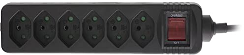 InLine® Ciabatta elettrica svizzera, 6 prese, con interruttore, 1,5 m, colore: nero