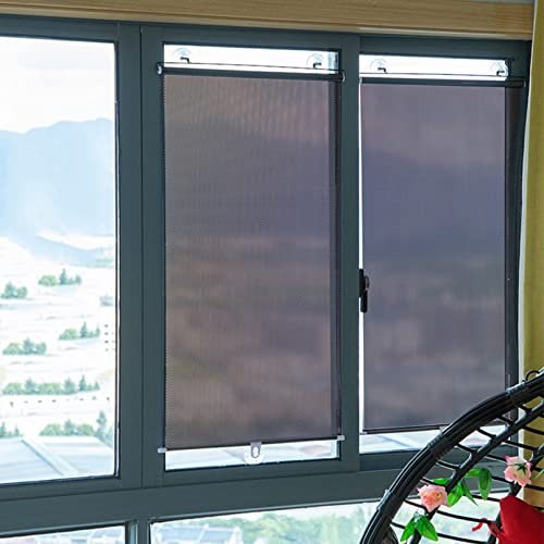 Sonnenschutz Rollos,Verdunkelungsrollo mit Saugnäpfen,Fensterrollo Rollo Dachfenster,Sichtschutzrollo,Sichtschutz Einziehbarer,Für Balkon,Fenster,Tür,Badezimmer,Küche,Büro,Auto,Ohne Bohren (40x125cm)