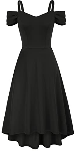GRACE KARIN Women Sleeveless Cold Shoulder Dresses Elegant A Line Dress for Wedding Guest Black M