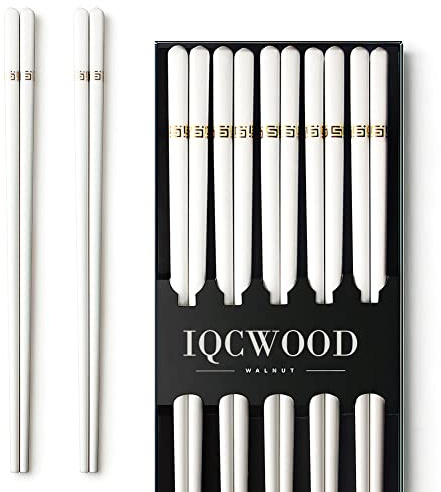 Ceramic Chopsticks, 5 Pairs - 9.5 Inch Reusable Chopsticks, Dishwasher Safe, High-grade Bone China Porcelain with Case