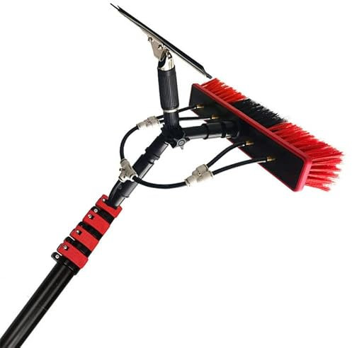 GIZMIT Extendable Water Fed Pole Kit, Window Fed Cleaning Brush w/Squeegee, Water Fed Cleaning System, Outdoor Window Cleaner with Hose, Cleaning Tool for Solar Panel,39FT/12M