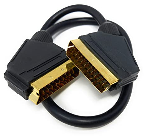 DRUT 50cm short Scart to Scart Cable Lead, 21 Pin Male to Male (Plug to Plug) RGB Cord for TV, VCR, DVD Player Gold Plated 1.6ft