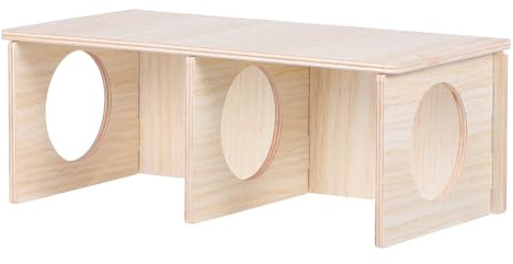 Mikikit Hamster Hideout Solid Wood Multi-Chamber House 8.27x4.33x3.15In – Chewable Teeth-Grinding Cabin for Hamsters, Mice, Guinea Pigs & Rats