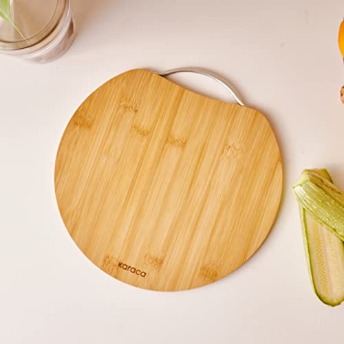 Karaca Owen - Tabla de cortar redonda de bambú, grande, madera