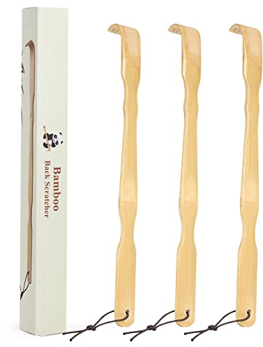 YIMICOO Rascador de espalda de madera de bambú, mango largo de 17 pulgadas para adultos, hombres y mujeres, con hermoso embalaje de regalo (paquete de 3)