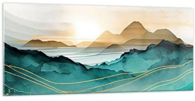 Wandbilder Dekoration Wohnzimmer Landschaft Berge Modern Panorama Bilder auf Glas 120x50cm Glasbild Schlafzimmer Küche Wand Kunstdruck Art Groß Wanddeko Bild im Glas Modern Wall Decor GAB120x50-5706