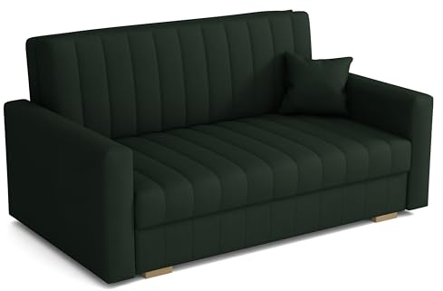 MEBLE-LUX Schlafsofa klein Zanzibar I Sofa 3 Sitzer 153 cm Breit I Sofa mit Schlaffunktion I Schlafsofa mit Bettkasten I Couch mit Schlaffunktion Klein I Grün