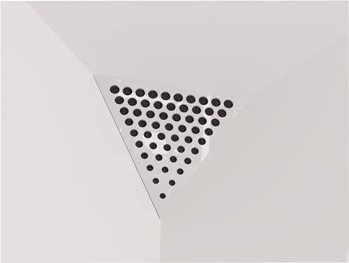 2er-Pack – Akustik-Eck-Decken-Bassfalle „Dreieck“ | Schallabsorbierender Akustikschaum mit perforierter, laminierter HDF-Platte für Diffusion | Seite: 42 cm | Farbe: [ROUNDS | Weißer Kunststoff]