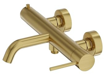 Lavita Orion Badewannenarmatur in gebürstetem Gold Wannen- und Brausebatterie Wasserhahn Bad Luxuriöses Design Armatur