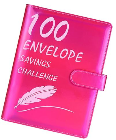 Walopola Geldspar-Challenge mit 100 Umschlägen, Challenge-Ordner mit 100 Umschlägen - Geldumschläge Haushaltsbuch für Sparherausforderungen - Paar-Ordner mit wiederverwendbarem laminiertem Tracker,