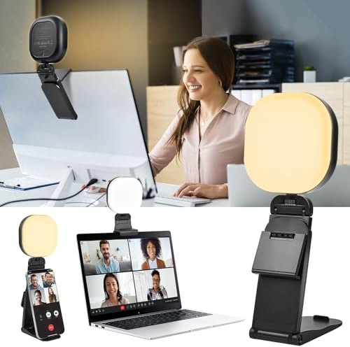 HOTUT Ringlicht Laptop PC, Videokonferenz Licht mit Stativ & Handyhalter, Ringleuchte 5 Lichtfarben + 5 Helligkeiten, Ringlampe 360°Drehbar, Webcam Licht für Zoom-Meeting/Videoaufnahme/Streaming