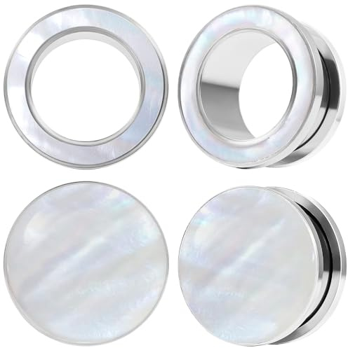 DOEARKO Ohr Flesh Tunnel 2 Paars Ohr Tunnel Plug Edelstahl Double Flared Ohr Plug Expander Piercing Schmuck für Frauen und Männer 6mm-25mm