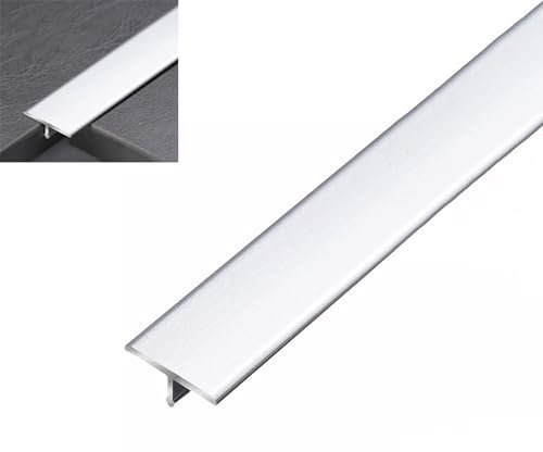Molduras de Piso, moldura de Piso, Tira de Piso en T para Puerta, Puerta de Metal de Madera a baldosa, Barra de Cubierta/moldura para Puertas, (Color: Plateado)