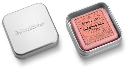 Störtebekker® Premium Festes Shampoo Tortuga & Seifendosen Set - Pflege-Shampoo + Seifendose Aluminium im Set für Haare, Kopfhaut & Bart - Handgefertigt in Seifenmanufaktur