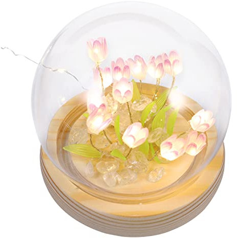 jojofuny DIY Tulip Night Lamp Kit with 13 Purple Flowers, Handmade Bedroom Decorative Night Light, Creative Atmosphere Lamp Set with Window Bag for Room and Bedside Use