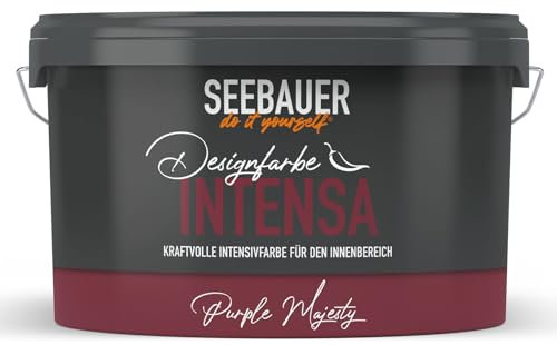 SEEBAUER diy Intensivfarbe INTENSA Violett 2,5L (Purple Majesty) Edelmatte Wandfarbe Lila - Innenfarbe sehr hohe Deckkraft - Matt, Abwaschbar und Tropffrei