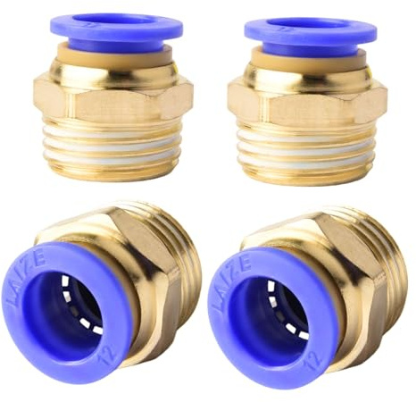 4 piezas 12 mm 1/2′′ PT rosca exterior recta Push to Connect Fittings manguera de inserción neumática conector rápido