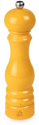 PEUGEOT - Salzmühle Paris u‘Select 22 cm - 6 Mahlgrade - Innovatives Zirlion-Mahlwerk für pulverfeines Salz - Aus PEFC-zertifiziertem Holz - Französisches Know-how - Safrangelb lackiert