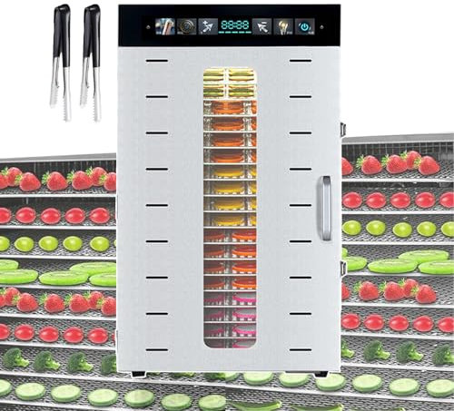 WOTZOV Deshidratador de Alimentos, máquina Comercial para secar Frutas y Carnes con Temporizador de 0 a 24 h y Control de Temperatura de 30 a 90 °C.