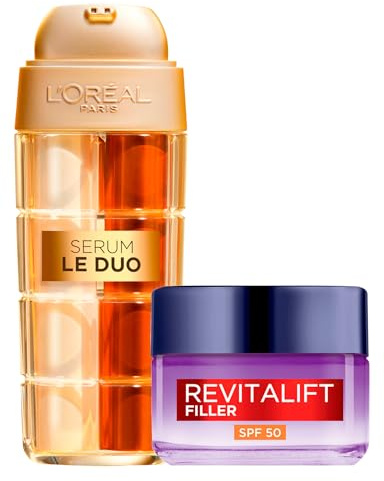 L'Oréal Paris Geschenk-Set Revitalift Filler Serum 2-in-1 30ml Anti-Falten & Aufpolsternd + Revitalift Filler Tagespflege SPF 50 50ml - 2er-Set