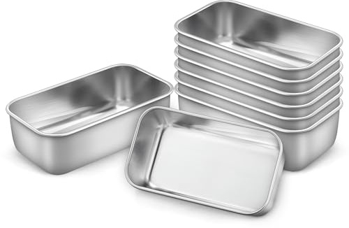 LIANYU Mini Loaf Pan for Baking Bread, 8 Pack 6.3 x 3.5 Inch Stainless Steel Small Bread Loaf Pan for Homemade Meatloaf, Tin Loaf Baking Pan Perfect for Banana Sourdough Sandwich, Dishwasher Safe