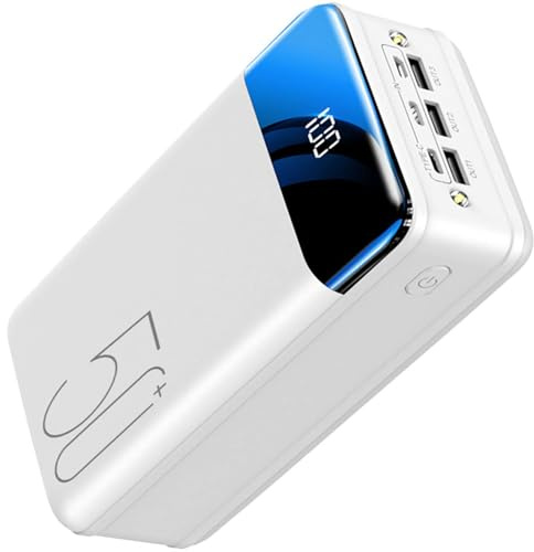 Power Bank, Caricabatterie Portatile 50000 mAh, Ricarica Rapida 2.1A, Batteria Esterna, Caricabatterie Portatile USB-C per Telefono, Bianco