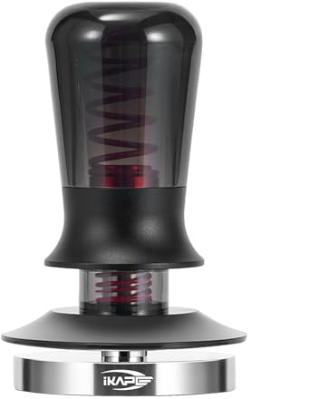 IKAPE 58MM Kaffee Tamper für Espresso, Feder kalibriert Tamper mit semi-transparenten Design, Edelstahl Basis Tamper für 58mm Portafilter