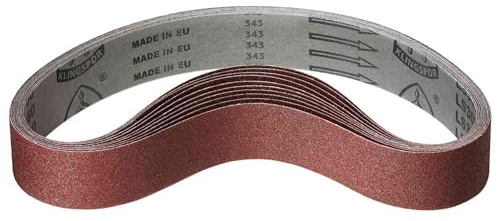 Klingspor Korund Schleifbänder für Holz & Metall - 50 x 1020 mm - Körnung P80-5 Stück - z.B. kompatibel mit Metabo BS 175 und BS 200 Kombi-Bandschleifer