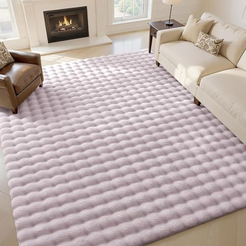 Homaxy 3D Bubble Waschbar Läufer Teppich Wohnzimmer 120x160 cm, Rosa | Antirutsch Waschbar Teppich, Weich Flauschig Teppiche Mädchen fürs Kinderzimmer, Schlafzimmer