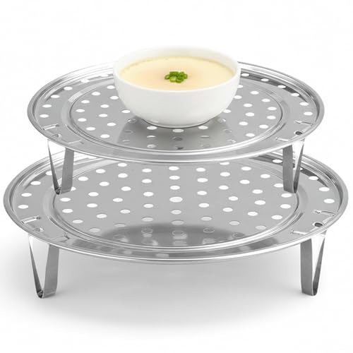 Uanqfegy Rejilla de Vapor Redonda de Acero Inoxidable para ollas, Paquete de 2 Patas extraíbles para cocinar, Olla a presión y Uso en Cocina