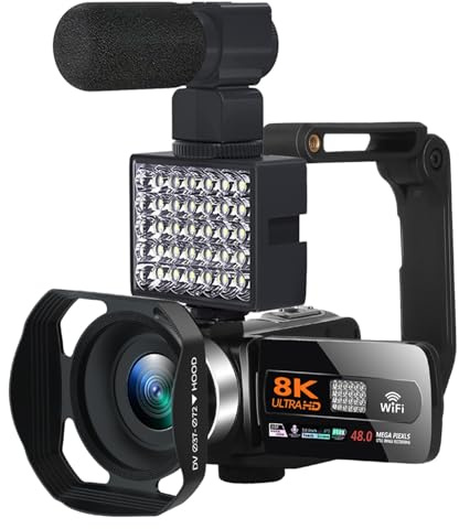 Caméscope Caméscopes caméra Ultra HD 8K, de Streaming 48MP vidéo numérique à écran Tactile 3.0 Vlogging(with MIC LED)