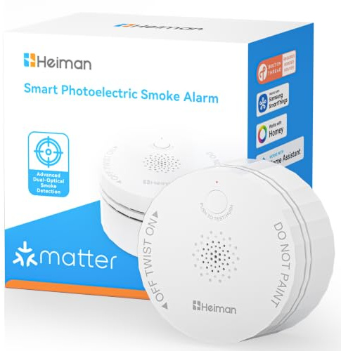 Heiman Detector de humo Matter con sensor de temperatura y humedad, S1-TM