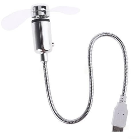 Zoegneer USB-Ventilator mit flexiblem Schwanenhals und LED-Temperaturanzeige, silberfarben, persönliches Kühlgerät für Zuhause, Büro, Reisen, Laptop, Desktop-PC, 41 cm (Temperaturventilator)