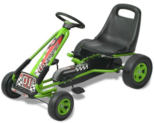 QUAHEAS Pedal Go-Kart mit verstellbarem Sitz Grün, Robustes Tretfahrzeug für Kinder ab 3 Jahren, mit Pendelachse, PVC-Rädern, Umschalt-Freilauf, ideal für Garten, Outdoor und Indoor Fahrspaß