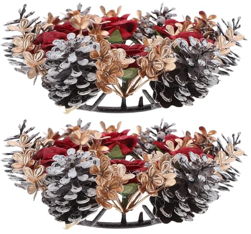 HEMOTON 2 Piezas Soporte para Vela Cónica Navideña de Plástico en Forma de Anillo, Centro de Mesa Versátil para Decoración de Comedor y Bodas en Temporada de Adviento