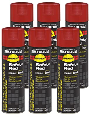 Rust-Oleum V2163838 High Performance V2100 System Rust Preventive Enamel Spray Paint, 20 fl. oz. Container, 15 oz. Fill, Safety Red, 6-Pack