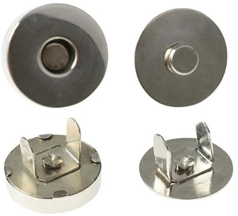 10 x Magnet-Knopf Magnetischer Verschluss rund aus Metall Ø10-18mm Taschenverschluss - Magnetschließe für Textilien und Taschen - zur Befestigung an Leder Stoff Kleidung, Größe: Ø 18mm