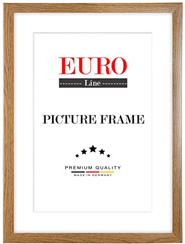 EUROLine Holz Bilderrahmen 60 x 40 cm Eiche Rustikal mit Antireflex-Acrylglas für | Foto | Poster | Puzzle Rahmen