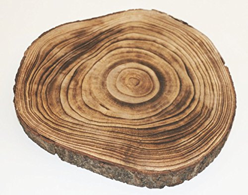 Unbekannt Holzscheibe GEFLÄMMT 28x3cm rund Baumscheibe Holz Scheibe Baum Scheibe Basteln Holzscheiben Dekoteller Dekoschale Unterleger Untersetzer geflammt Dekoobjekt