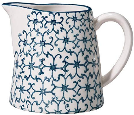 Bloomingville Milchkrug Kristina Retro Sahnekännchen Kännchen kleine Kanne Ø 8,5 x H 8,5 cm, blau, Keramik, fasst ca. 250 ml