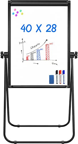 Stand White Board - 40x28 Magnetic Dry Erase Board Flipchart Board Double Sided Easel Board Portable Whiteboard for Classroom Home, Office Supplies