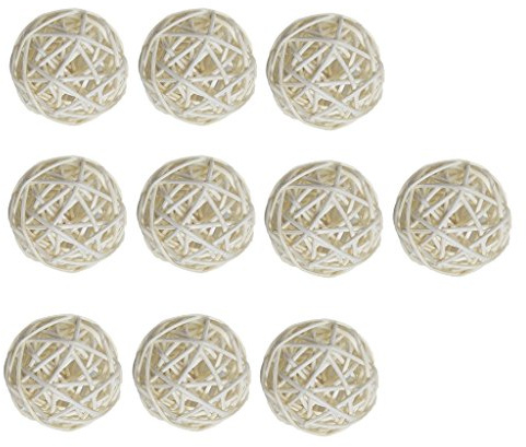 MagiDeal 10Pcs Rattankugeln Rattan Ball DIY Basteln Lounge Rattan Dekokugeln - Weiß, 5 cm