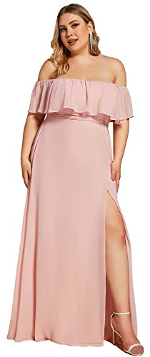 Ever-Pretty Fendue Robe de Demoiselle d'honneur Soirée Femme Longue Cérémonie Rose Clair 42