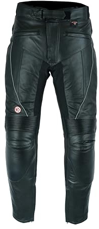 Texpeed motorradhose leder wasserdicht herren mit protektoren - Schwarz Vollnarbiges Lederhose echtleder mit rüstung (EN 1621-1) Biker gepanzerte - 4XL Taille/Kurz Bein