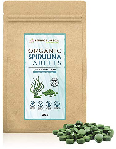 500G Organic SPIRULINA Tablets [1000 x 500mg] Natural Dietary Food Supplement, Premium Quality, Non-GMO Vegan Detox Superfood Rich in Protein, Vitamins, Amino Acids, Iron - Soil Association Certified