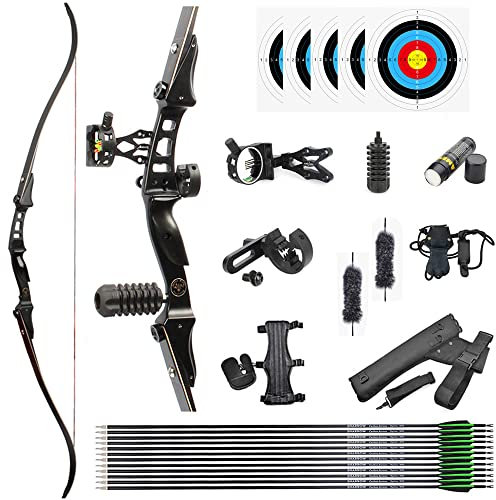 SHARROW 60 Zoll Bogenschießen Takedown Recurve Bogen ILF Wurfarme und Bogen Riser Jagdbogen Erwachsene Sportbogen 20-50lbs für Outdoor-Jagd Schießen Ziel Übung (35lbs, Typ 2)