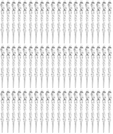 Suwimut 60 Pieces Christmas Icicle Ornaments, 5.12 Inch Twisted Clear Plastic Hanging Icicles Drop Ornament for Christmas Tree Winter New Year Party Wedding Decorations