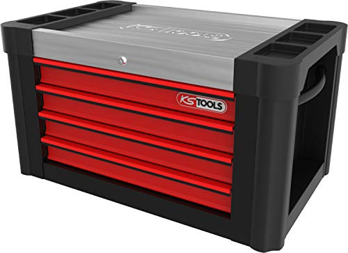 KS Tools 873.0004 PERFORMANCEplus P10TC SCHWARZ/ROT Werkstattwagenaufsatz mit 4 Schubladen
